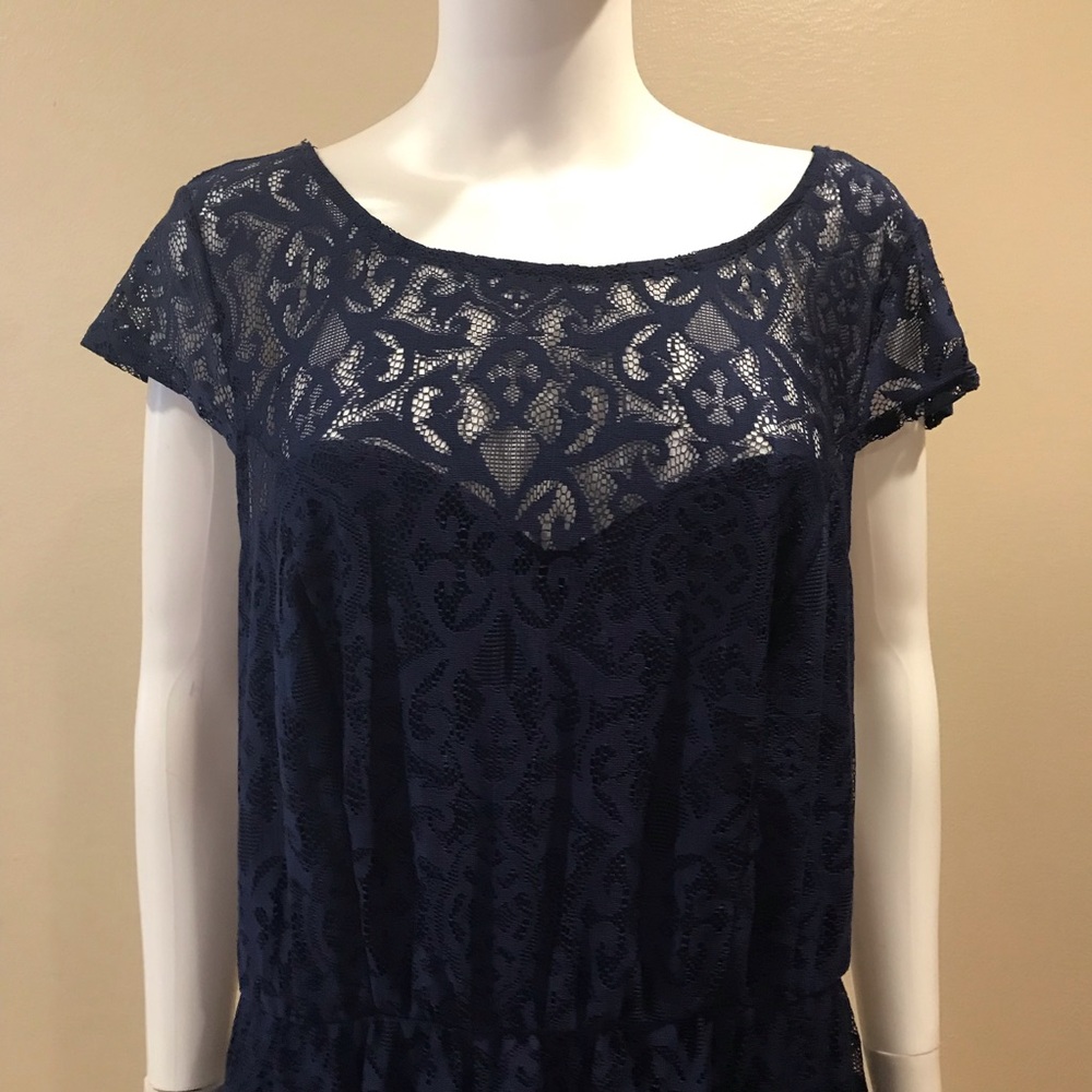 Maurices Navy Blue Lace Dress NEW Size XL 16 18 Fit Flare Party Wedding Formal - Picture 8 of 15